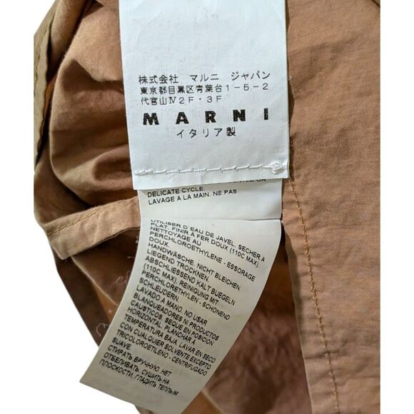 Marni Short-Sleeve Button-Up Cotton Shirt - Size 44, US SMALL - Brown/Tan - Picture 6 of 6